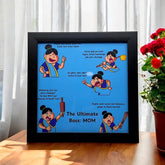 Desi Mom Photo Frame for Mother Birthday (7.5x7.5 Inches, Wood) | Gifts for Mother/Mom/Amma - Best Gift for Mother